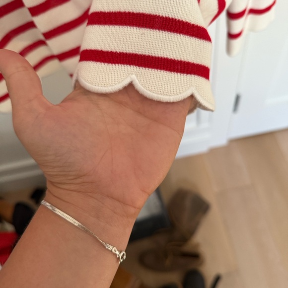 NWT Sezane Red and White Striped Long Sleeve Top M. Tulip back. Corentine jumper - Picture 7 of 7
